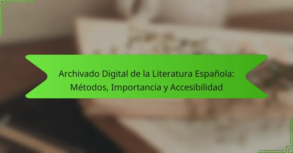 Archivado Digital de la Literatura Española: Métodos, Importancia y Accesibilidad