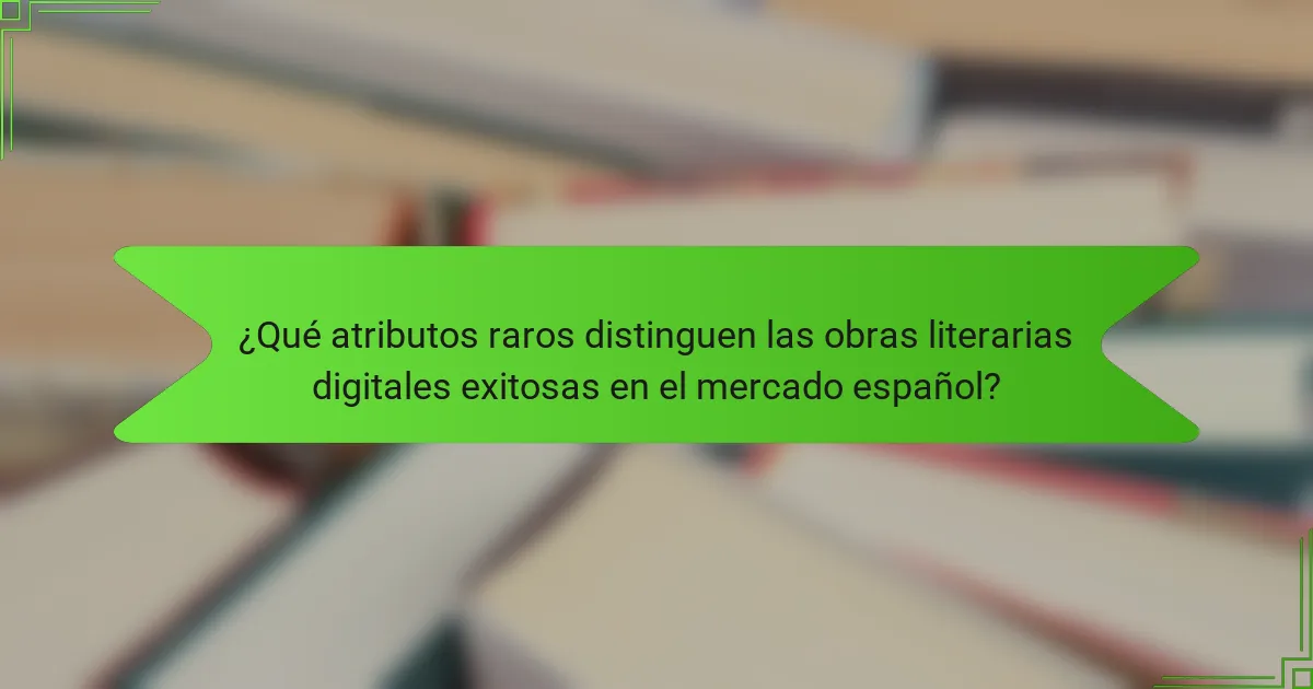 ¿Qué atributos raros distinguen las obras literarias digitales exitosas en el mercado español?