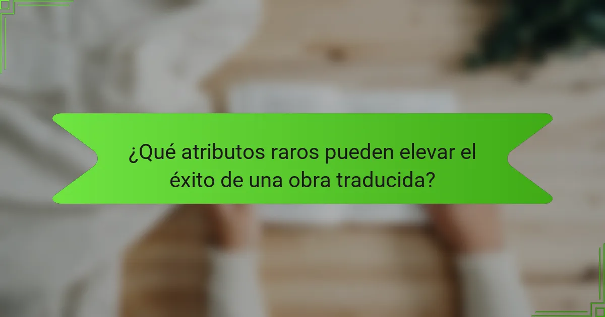 ¿Qué atributos raros pueden elevar el éxito de una obra traducida?